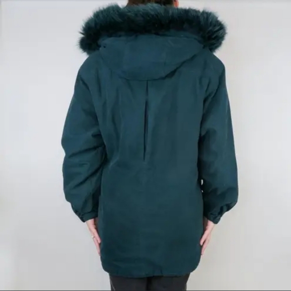 Forest Green Wool Jacqueline Ferrar Coat Fox Fur Collar - Picture 2 of 2